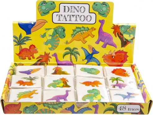 Midlertidige tatoveringer med dinosaurer – sæt med 12 motiver