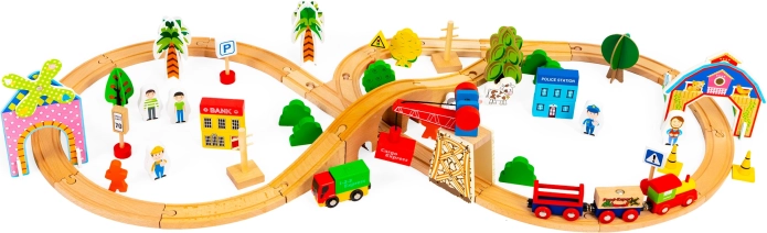Træjernbane 74 dele Ecotoys