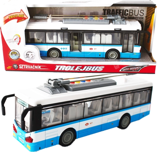Bytrolleybus med friløb med lys og lyd – blå