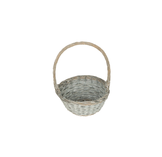 Grå flettet kurv med hank 16 × 8 × 24 cm