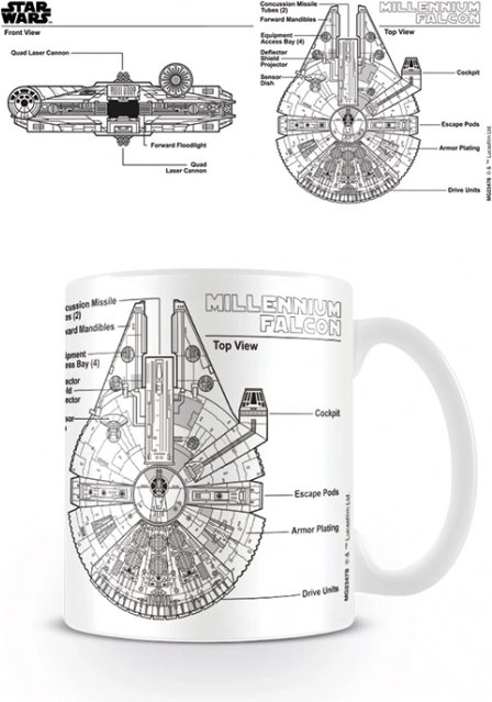 Keramisk Star Wars-kop – skitse af Millennium Falcon, 315 ml