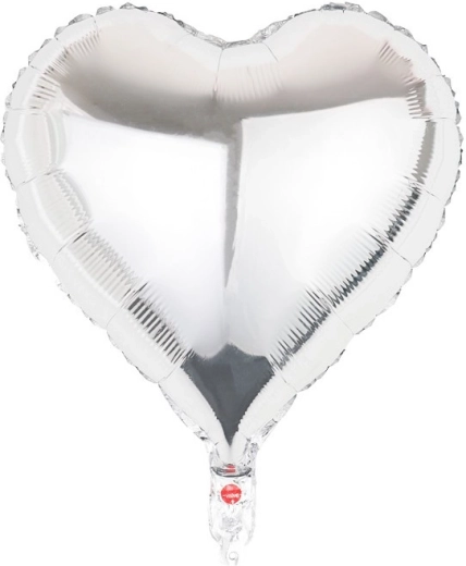 Sølv folieballon hjerte 45 cm