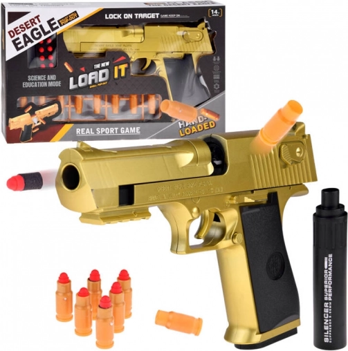 Legetøjs Gylden Desert Eagle med lyddæmper