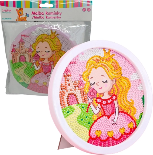 Diamantmaling med ramme – tegnet prinsesse 17 cm
