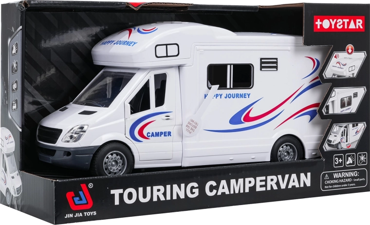 Hvid interaktiv autocamper med lys og lyd