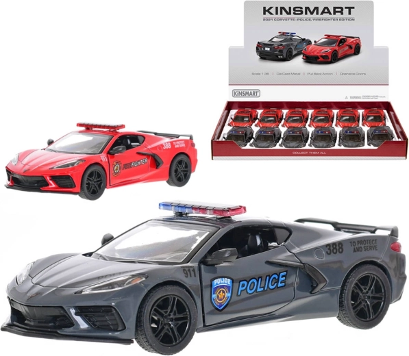 Kinsmart metalmodelbil Corvette 2021 redningstjenester 1:36 - 1 stk.