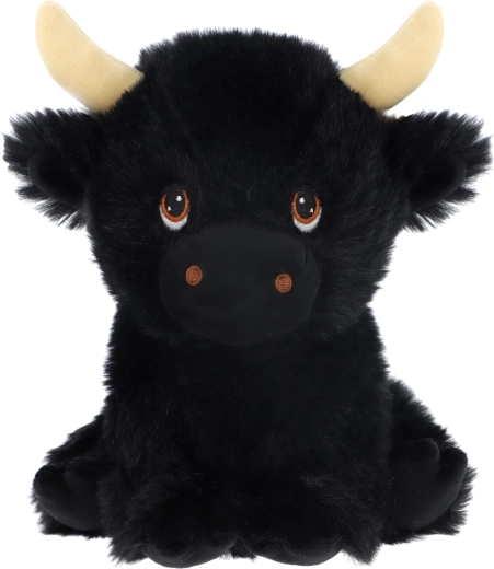 sort pjusket plysbamse-ko 18 cm