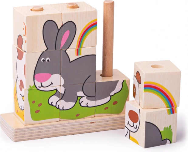 Bigjigs Baby træ stabelklodser dyr