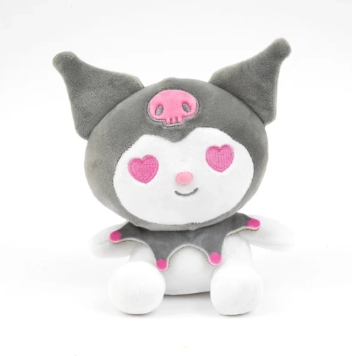 Plysjlegetøj Kuromi 32 cm – grå med jordbær (HELLO KITTY kollektion)