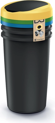 Affaldsspand Compacta R Flap Sæt 3×50 l, sort genanvendt plast