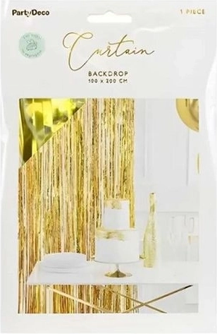 Guld party frynsegardin/dekoration til ophæng 100 × 200 cm
