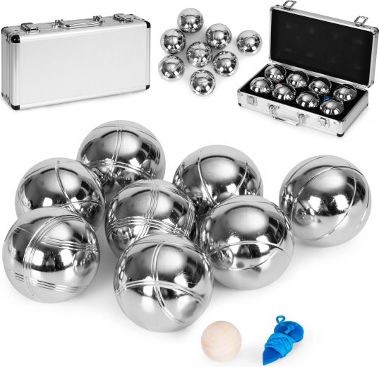 Pétanque-sæt med 8 kugler, kuffert og tilbehør