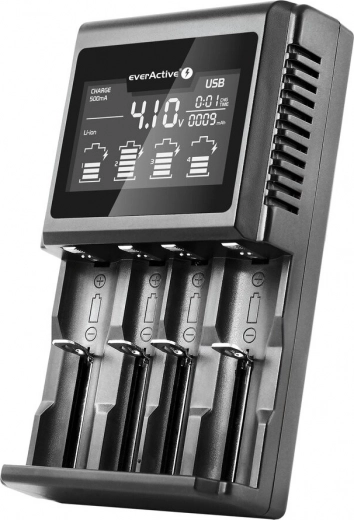 Universaloplader EVERACTIVE UC-4000 til Li‑ion- og Ni‑MH-akkumulatorer