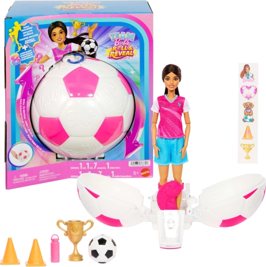 Mattel Barbie Team Roll and Reveal fodboldspiller med tilbehør