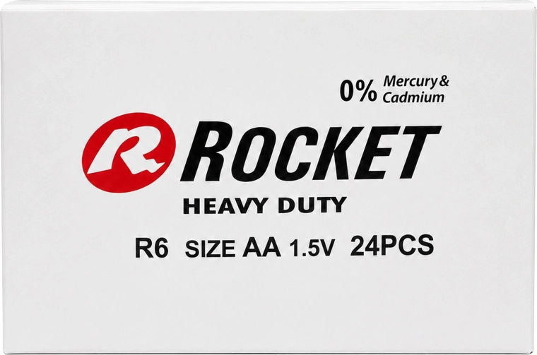 Rocket AA-batterier (R6) 1,5 V zink-kul – pakke med 24 stk. (6×4)