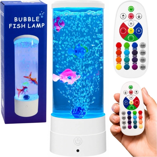Dekorativ nat-LED-lampe akvarium med fisk RGB (16 farver), hvid, USB