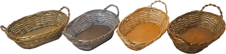 Oval kurv af lakeret pil 30 × 20 × 12 cm med håndtag