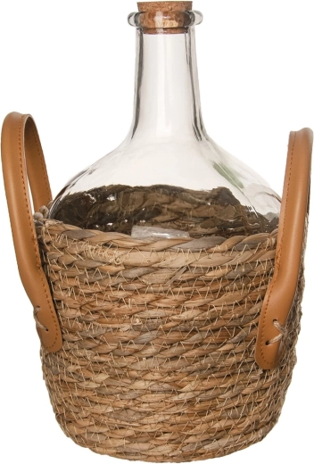Glasdamejeanne flettet 2,15 l med korkprop