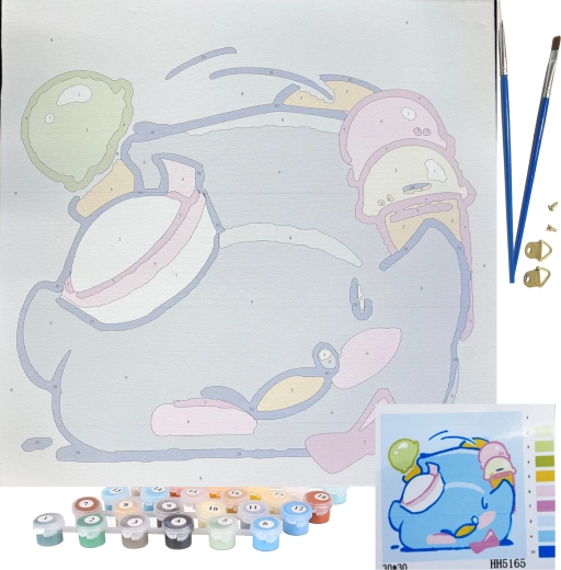 Komplet sæt: maling, pensler, ramme