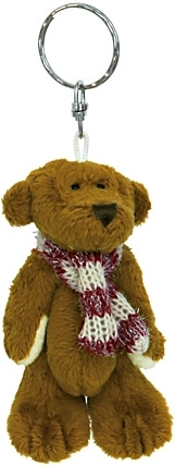 Plysvedhæng med bamse 11 cm – Mørkebrun