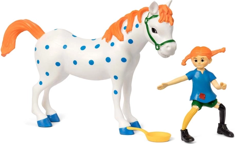 Pippi, hesten Alfonso og stegepande i ét sæt