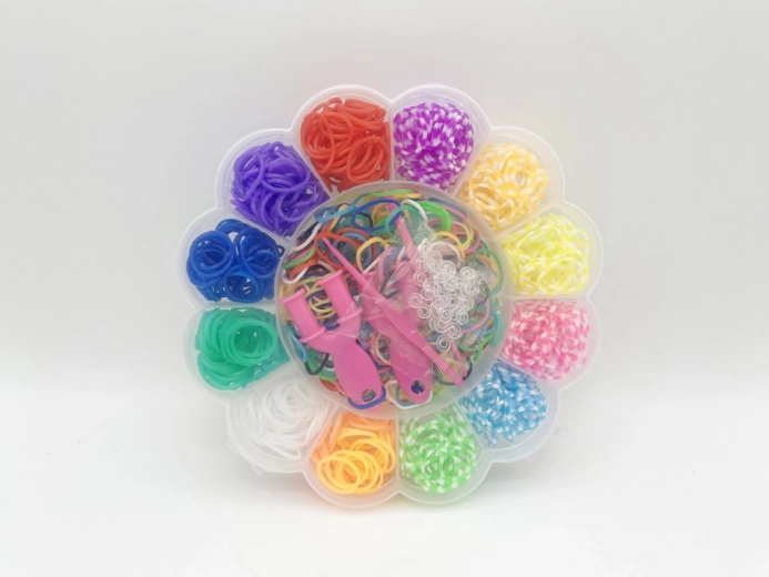 Sæt med elastikker til fremstilling af Loom Bands-armbånd – blomst, 900 stk.