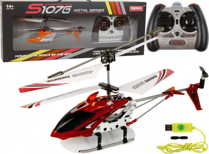 RC-helikopter med gyroskop SYMA S107G rød
