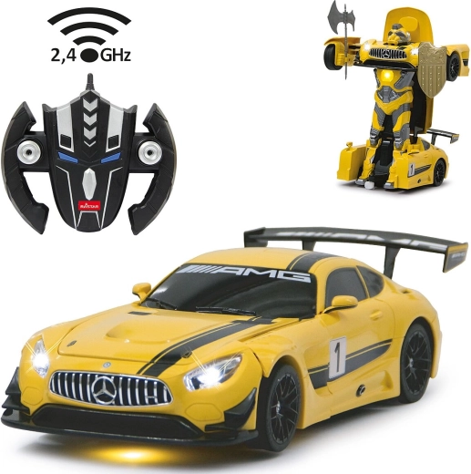 Jamara Mercedes-Benz AMG GT3 transformerende RC-bil/robot 1:14 gul 2,4 GHz