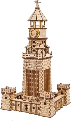 Ugears 3D mekanisk træpuzzle Alexandrinske fyrtårn med LED-belysning