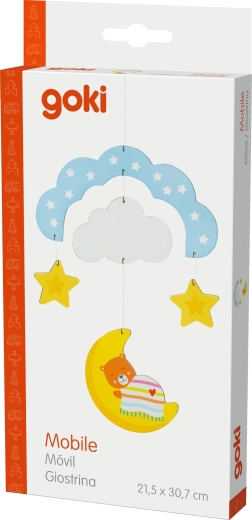 Træ-uro til ophæng ved barneseng med bamse - 1 stk.