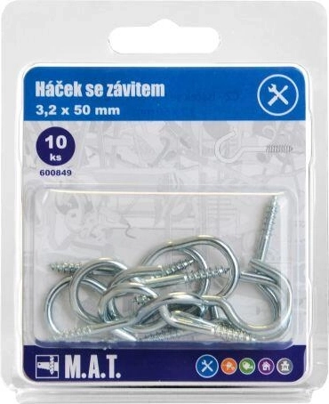 Krog med gevind 50 × 3,2 mm, galvaniseret (10 stk)