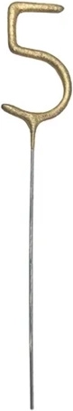 Gylden kagefontæne (kold ild) tal 5 15 cm - 1 stk.