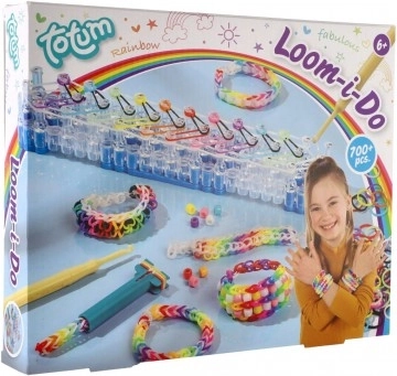 Kreativt sæt til fremstilling af Loom-i-Do armbånd med vævestativ og 700+ elastikker