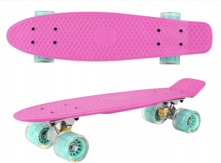 Plastik pennyboard med lysende hjul Pink Mint