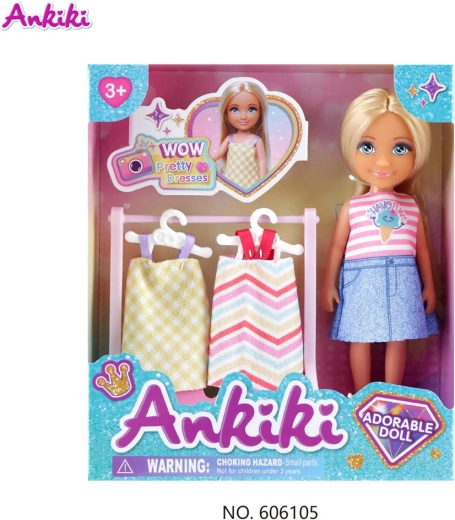 Dukke Ankiki med tøjstativ