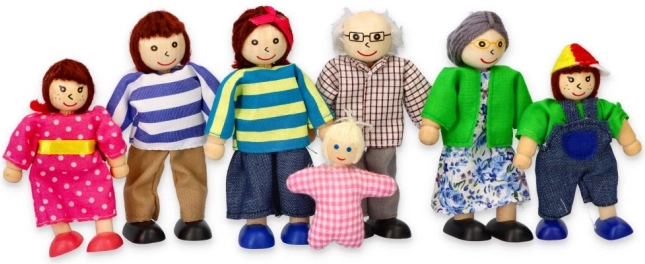 Træfamilie til dukkehus