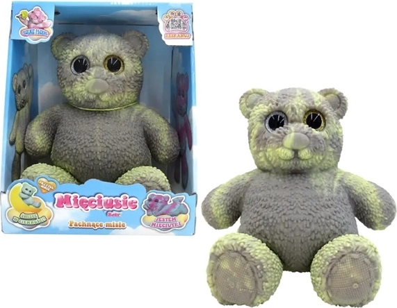 EPEE Mięciuś blød bamse, der lyser i mørket, 28 cm, grå-gul