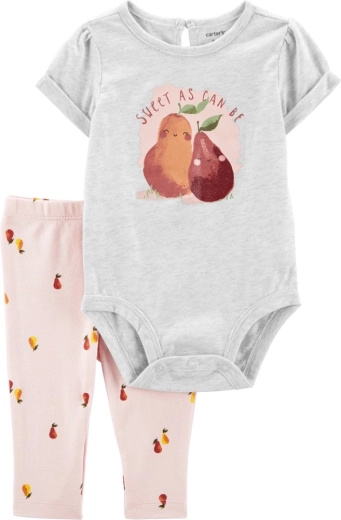 Carter's 2-delt sæt med kortærmet body og leggings Grey Pears til pige (NB)