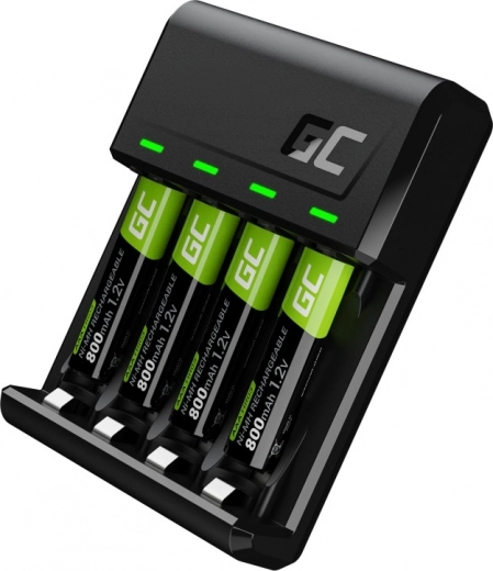 VitalCharger oplader + 4x AAA genopladelige batterier 800 mAh