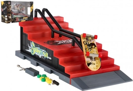 Fingerboard skatepark med trapper og gelænder – fingerboard 8 cm med rampe og tilbehør