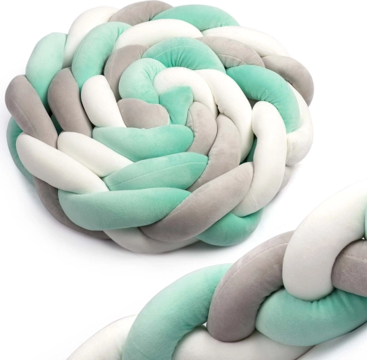 Flettet sengehest til tremmeseng Ricokids 2 m – mintgrå