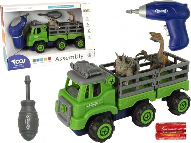 Transportlastbil med dinosaurer