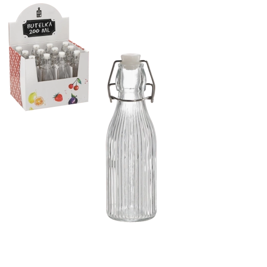 Rund flaske 200 ml med mekanisk (patent-)lukning (12 stk.)