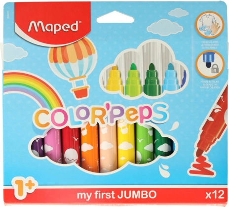 Tuscher til små børn 1+ MAPED Color’Peps Early Age, 12 farver
