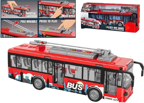 Bybus 1:16 med lys, lyde og åbningsbare døre