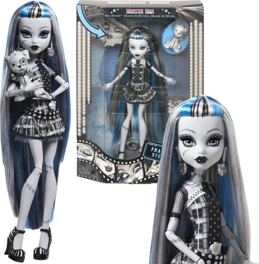 Dukke MONSTER HIGH Frankie Stein Reel Drama 26 cm med tilbehør