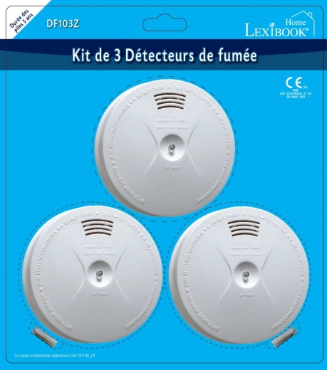 Lexibook sæt med 3 røgalarmer med batterier