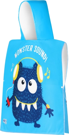 Børneponcho af mikrofiber med hætte NILS aqua Monster Sound