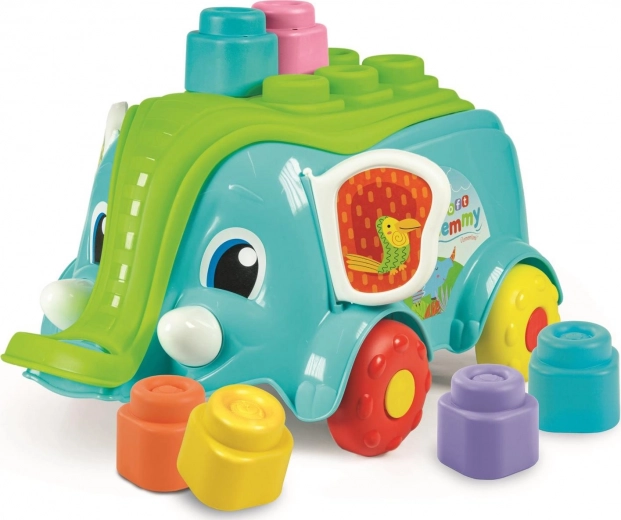 Clemmy baby elefantvogn med 10 klodser
