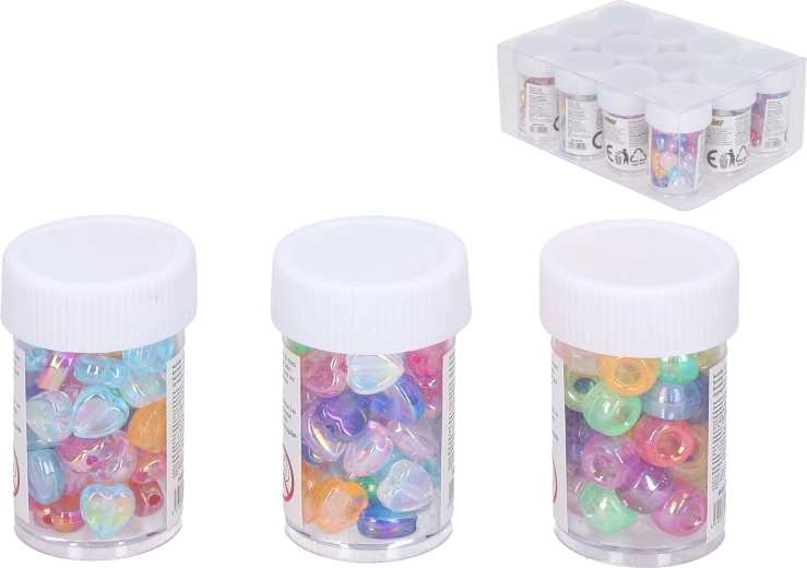 Farvede plastperler i rør